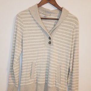 Banana Republic Factory Grey and White Striped Hoodie